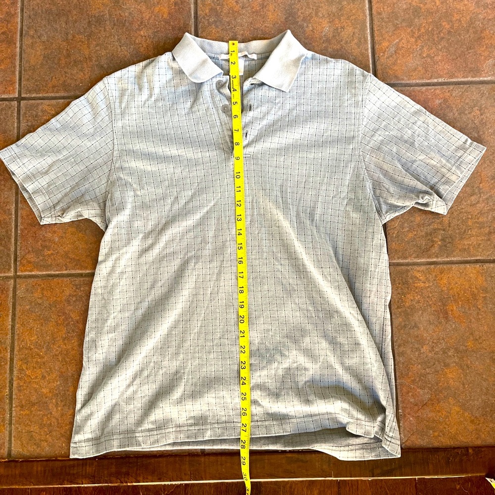 Perry Ellis Men's Grey/Silver Polo Casual Short Sleeve Shirt Size Large Vintage